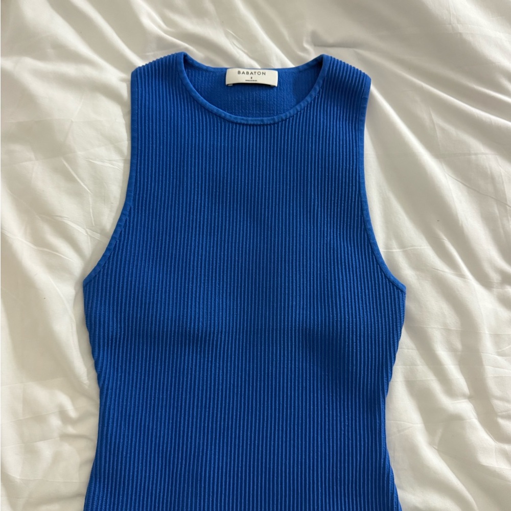 Babaton Cobalt Ribbed Sleeveless Tank